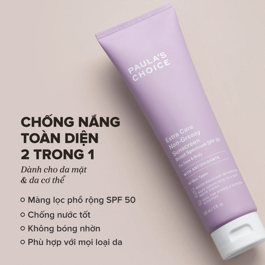 Kem chống nắng toàn thân chống thấm nước không bóng nhờn Extra Care Non-Greasy Sunscreen Broad Spectrum SPF 50 148ml