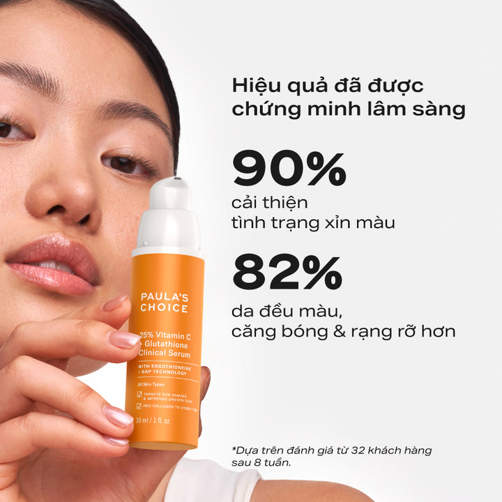 Tinh chất làm sáng da và mờ nám chuyên sâu với 25% Vitamin C + Glutathione Clinical Serum 30ml