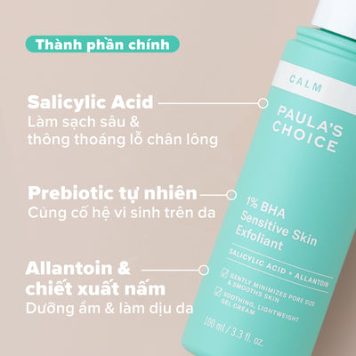 Gel làm sạch tế bào chết dịu nhẹ cho da nhạy cảm 1% BHA Sensitive Skin Exfoliant