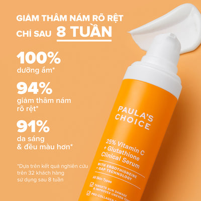 Tinh chất làm sáng da và mờ nám chuyên sâu với 25% Vitamin C 25% Vitamin C + Glutathione Clinical Serum 30ml