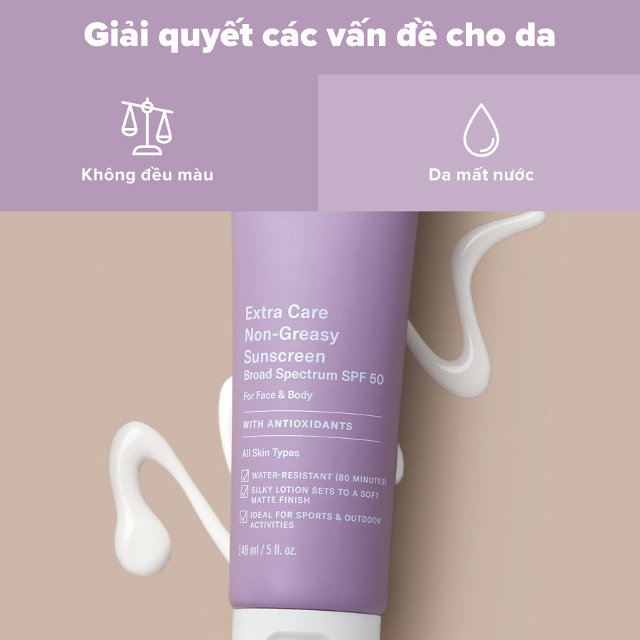 Kem chống nắng toàn thân chống thấm nước không bóng nhờn Extra Care Non-Greasy Sunscreen Broad Spectrum SPF 50 148ml
