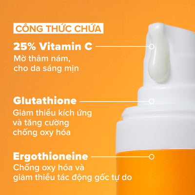 Tinh chất làm sáng da và mờ nám chuyên sâu với 25% Vitamin C 25% Vitamin C + Glutathione Clinical Serum 30ml
