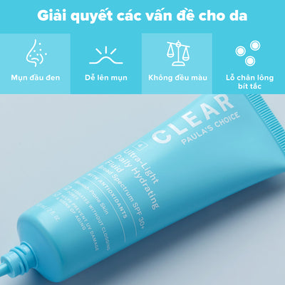 Kem chống nắng dạng sữa dưỡng ẩm và phục hồi da dầu mụn Clear Ultra-Light Daily Hydrating Fluid Broad Spectrum SPF 30+
