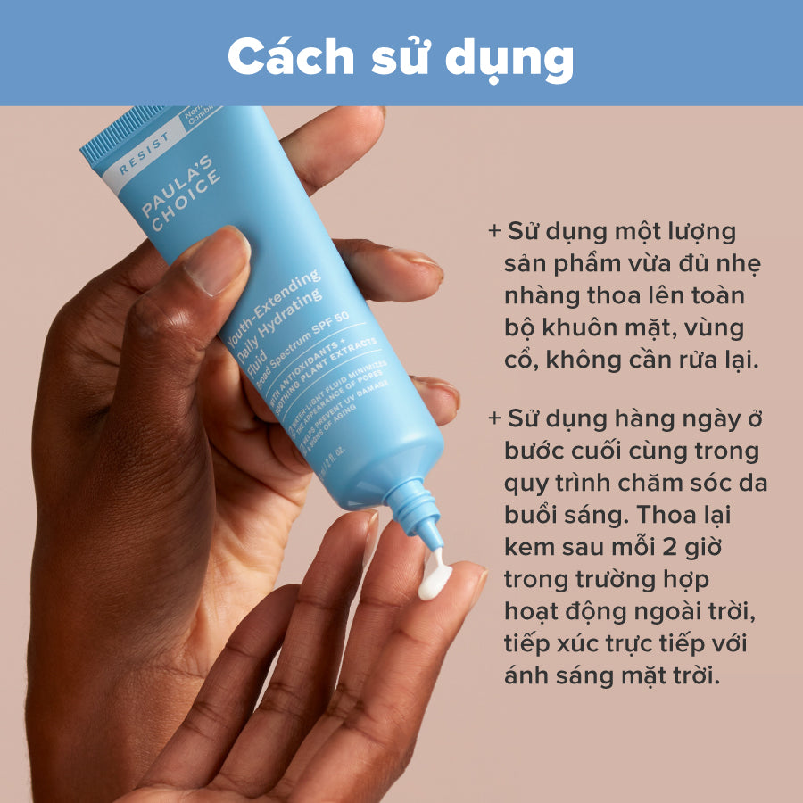 Kem chống nắng dạng sữa giúp dưỡng ẩm và giảm nếp nhăn trên da SPF 50 Resist Youth-Extending Daily Hydrating Fluid Broad Spectrum SPF 50