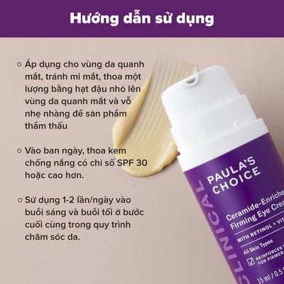 Kem dưỡng mắt làm sáng mịn và săn chắc da chứa Ceramide CLINICAL Ceramide-Enriched Firming Eye Cream 15ml