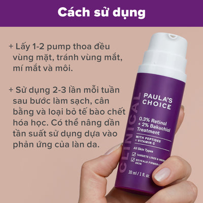 Tinh chất chống lão hóa giúp mờ vết thâm và nếp nhăn Clinical 0.3% Retinol + 2% Bakuchiol Treatment