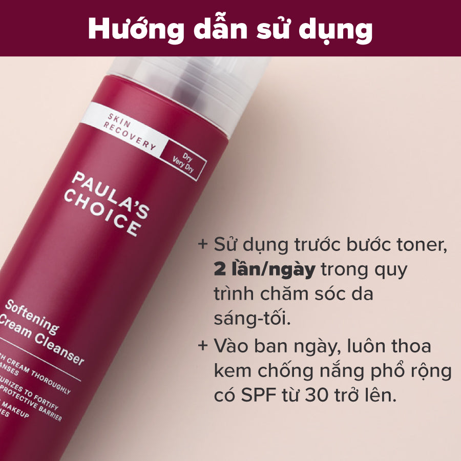 Kem rửa mặt làm dịu và giúp da mềm mịn Paula’s Choice Skin Recovery Softening Cream Cleanser 237 ml