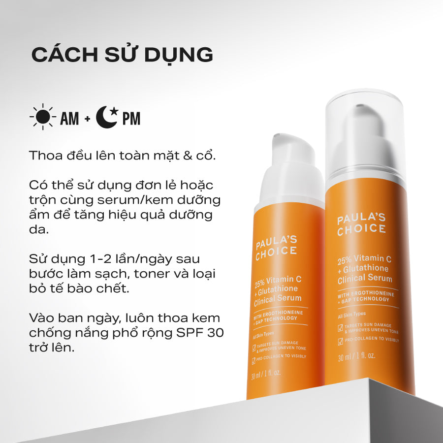 Tinh chất làm sáng da và mờ nám chuyên sâu với 25% Vitamin C + Glutath – Paula's Choice Việt Nam