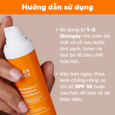 Tinh chất làm sáng da và mờ nám chuyên sâu với 25% Vitamin C 25% Vitamin C + Glutathione Clinical Serum 30ml