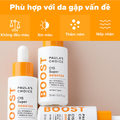 Tinh chất làm sáng da, mờ thâm nám và giảm nếp nhăn chứa 15% Vitamin C C15 Super Booster 20ml