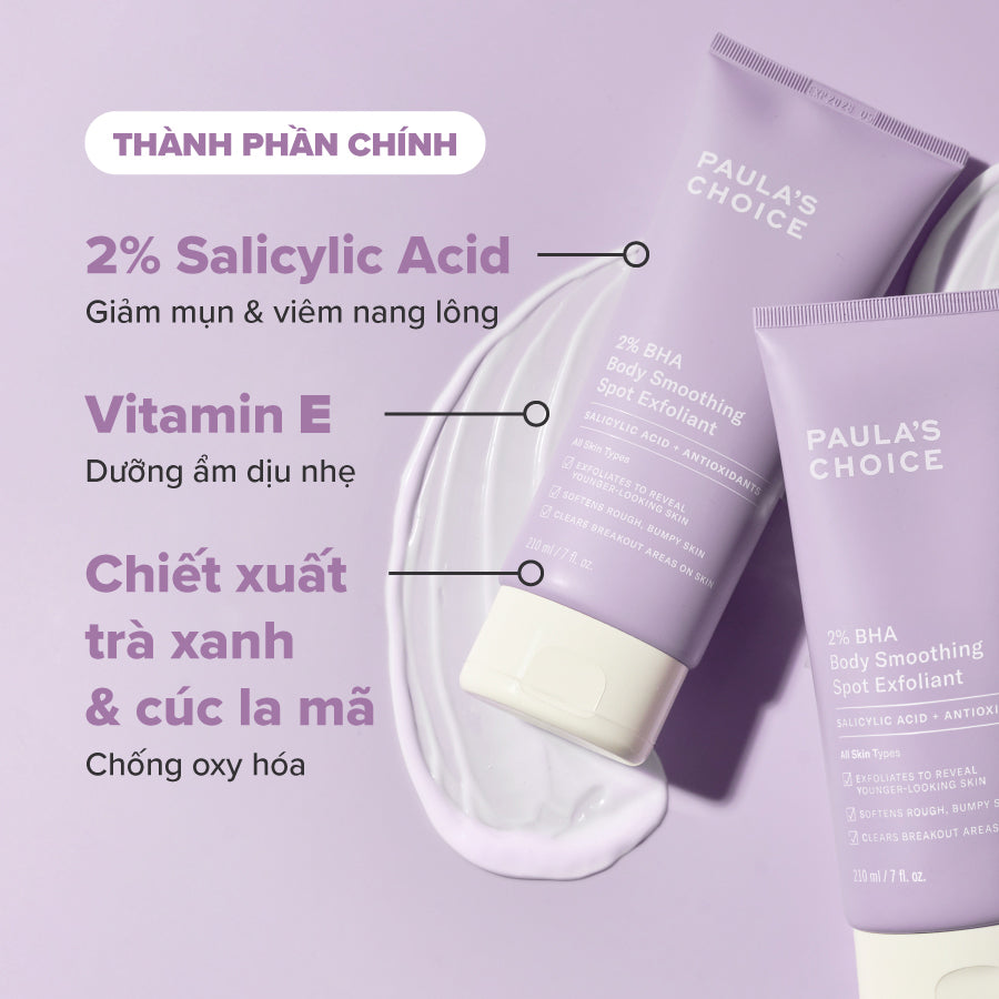 Kem dưỡng thể hỗ trợ giảm mụn và làm mịn da 2% BHA Body Smoothing Spot Exfoliant