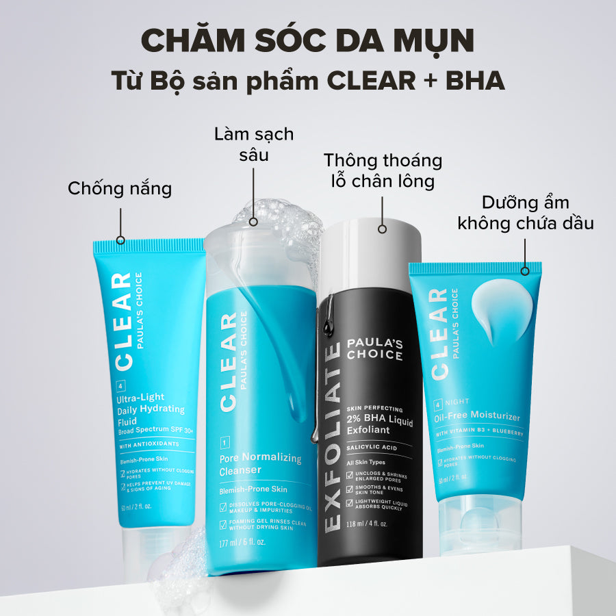 Kem chống nắng dạng sữa dưỡng ẩm và phục hồi da dầu mụn Clear Ultra-Light Daily Hydrating Fluid Broad Spectrum SPF 30+