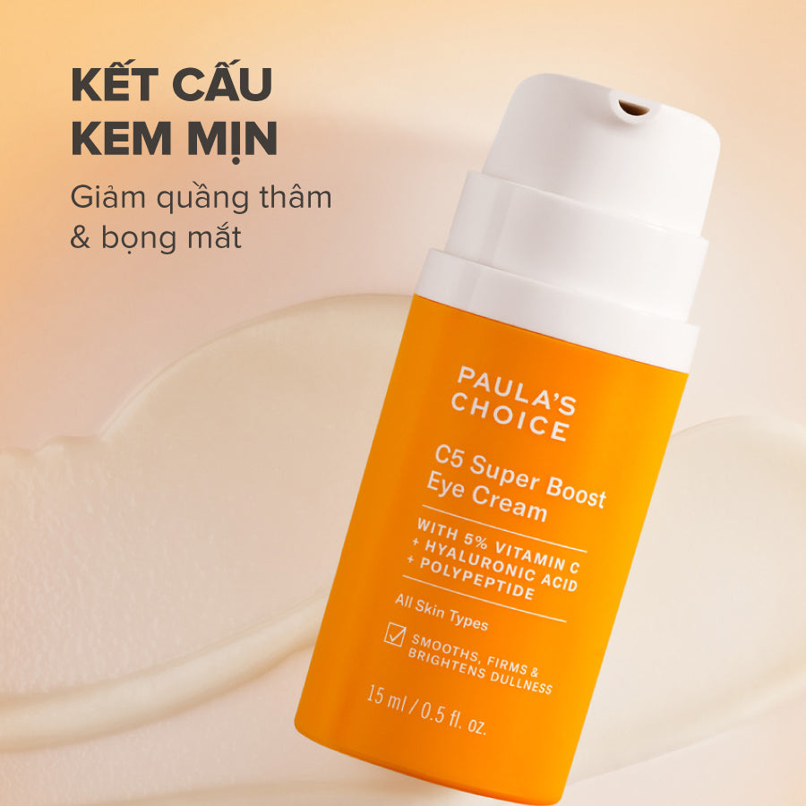 Kem mắt làm mờ quầng thâm, bọng mắt và giảm nếp nhăn với 5% Vitamin C C5 Super Boost Eye Cream