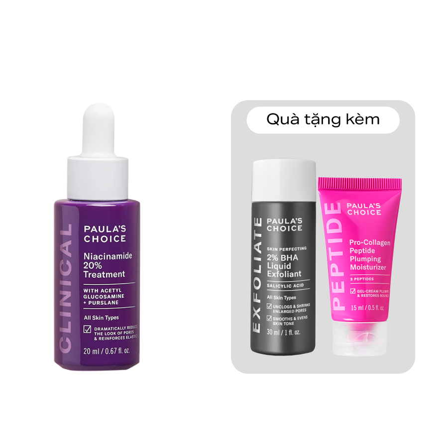 Tinh chất thu nhỏ lỗ chân lông to và làm sáng mịn bề mặt da Clinical Niacinamide 20% Treatment 20ml