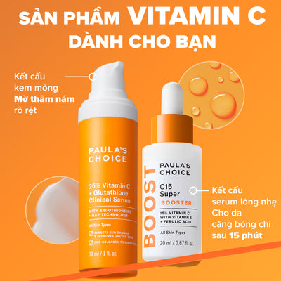 Tinh chất làm sáng da và mờ nám chuyên sâu với 25% Vitamin C 25% Vitamin C + Glutathione Clinical Serum 30ml